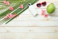 Table top view aerial image of summer & travel beach or sea holiday in the season background concept. Royalty Free Stock Photo