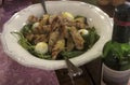 Table top view. Greek Cuisine. Pasta Salad with Eggs