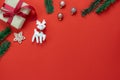 Table top view of Merry Christmas decorations & Happy new year ornaments concept. Royalty Free Stock Photo