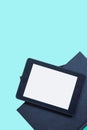 Blank tablet on blue background Royalty Free Stock Photo