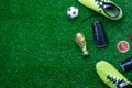 Table top view of soccer or football world cup season background Royalty Free Stock Photo