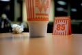 Table top at a Whataburger restaurant