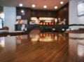 Table top wooden Blur Cafe Restaurant background Royalty Free Stock Photo