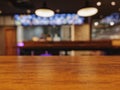 Table top wooden counter Bar Blur Restaurant background Royalty Free Stock Photo