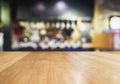 Table Top wooden Counter Blur Bar Beer pub background Royalty Free Stock Photo