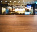 Table top wooden counter Blur Bar cafe restaurant Interior background Royalty Free Stock Photo