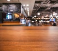 Table top wooden counter Blur interior Restaurant shop background Royalty Free Stock Photo