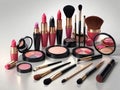 A Table Topped With Lots Of Different Types Of Makeup. Generative AI Royalty Free Stock Photo