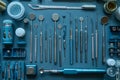 a table topped with a variety of dental instruments Royalty Free Stock Photo