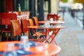 Table of traditional outdoor French cafe in Paris