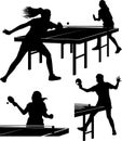Table trennis silhouettes - women Royalty Free Stock Photo