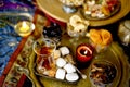 A table with Turkish tea with lale, oriental sweets Royalty Free Stock Photo