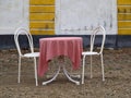 Table for two arranged outdoors Royalty Free Stock Photo