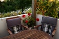 Table and two chairs on the terrace Royalty Free Stock Photo