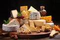 Table of varied cheeses from various countries