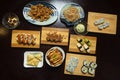 Table with a variety of Japanese food dishes Royalty Free Stock Photo