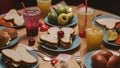 A table with a variety of sandwiches and drinks on it, AI Royalty Free Stock Photo