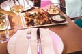 Table with various arabic food served