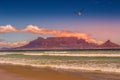 Table view beach at bloubergstrand Cape Town showing table mountain and Atlantic ocean Royalty Free Stock Photo