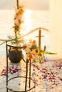 Table for the wedding ceremony, flower arrangement. Wedding deco Royalty Free Stock Photo