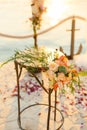 Table for the wedding ceremony, flower arrangement. Wedding deco Royalty Free Stock Photo