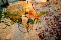 Table for the wedding ceremony, flower arrangement. Wedding deco Royalty Free Stock Photo