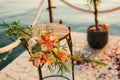 Table for the wedding ceremony, flower arrangement. Wedding deco Royalty Free Stock Photo