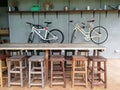 Table and wooden chairs In the restaurant.