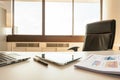 Table work in empty office room Royalty Free Stock Photo