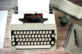Table of a writer or journalist with an old typewriter