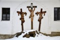 A tableau of crucifixs on Golgota