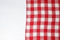 Tablecloth with checkered pattern on white wooden table, top view. Space for text Royalty Free Stock Photo