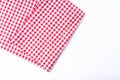 Tablecloth, red and white fabric checkered isolated on white background