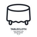 Tablecloth or restaurant table reservation concept editable stroke outline icon isolated on white background vector illustration.