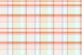 Tablecloth textile background check, multicolor plaid fabric vector. Design pattern texture seamless tartan in light and orange Royalty Free Stock Photo