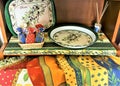Tablecloths and traditional Provencal items Royalty Free Stock Photo