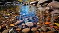 Tranquil Tableland Stream With River Stones In Autumn: 32k Hdr Photography