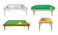 Tables for Board Games with Air Hockey Table and Billiard Table Vector Set