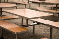 Tables in a cafe in the park Royalty Free Stock Photo
