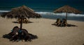 Tables and chairs on the beach