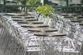 Tables and chairs in a cafe on the street Royalty Free Stock Photo