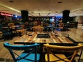 tables and chairs of an empty restaurant in Wuhan city