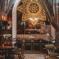 Tables and chairs inside a nice and neat coffee shop captured in Seoul, South Korea Royalty Free Stock Photo