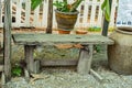 Tables and chairs made from tree. Royalty Free Stock Photo