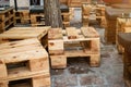 Tables and chairs made of wooden pallets Royalty Free Stock Photo