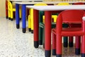 Tables and chairs in the refectory of the nursery Royalty Free Stock Photo