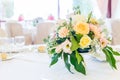 Tables decorated for wedding reception