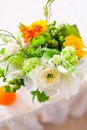 Tables decorated with flowers and fruit Royalty Free Stock Photo