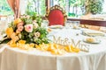 Tables decorated for wedding reception Royalty Free Stock Photo