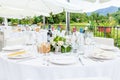 Tables decorated for wedding reception